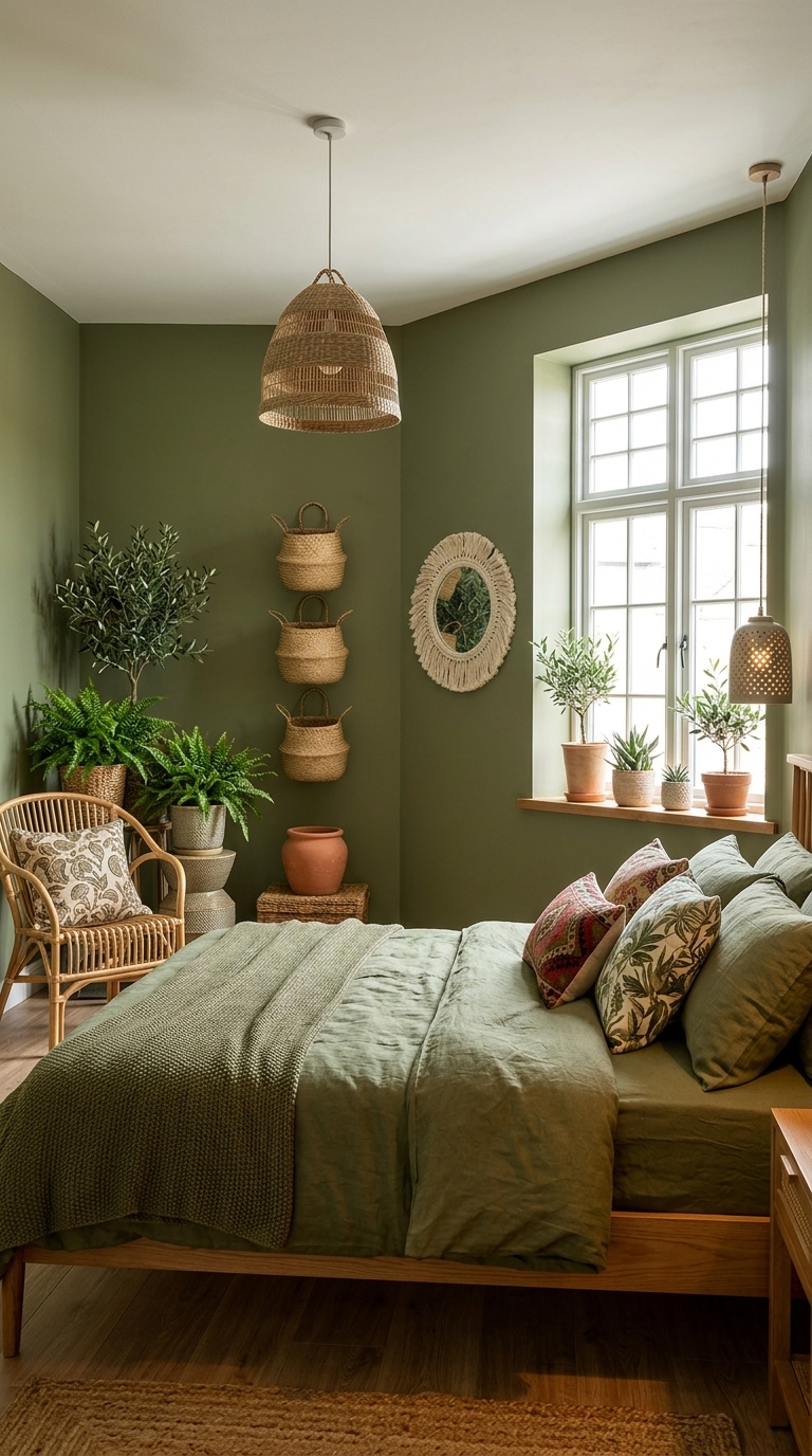 9 Olive Green Boho Style Bedroom Ideas for Serenity