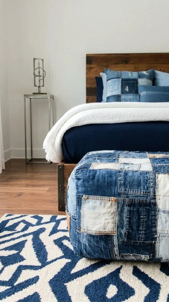 8 Navy Blue Bedroom Ideas with Upcycled Jeans